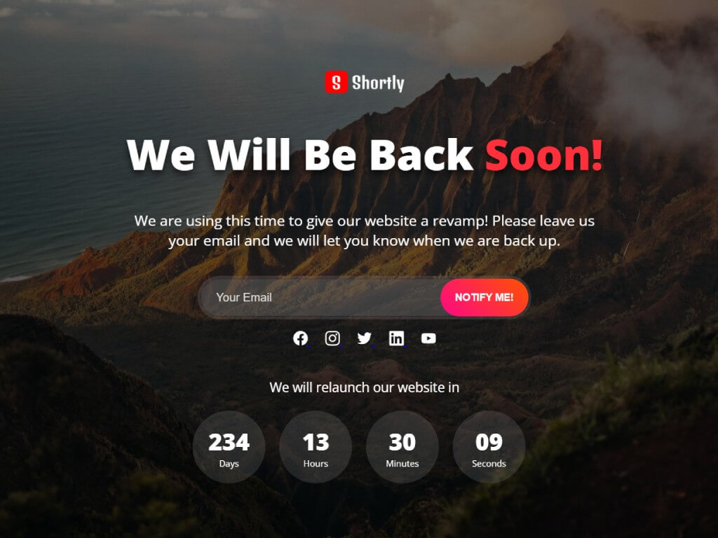 Shortly Coming Soon-HTML Template